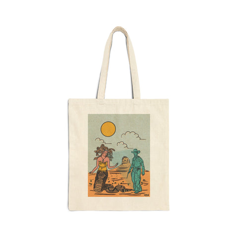Medusa Sees A Cowboy Canvas Tote Bag
