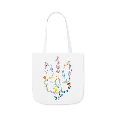 Floral Tryzub Canvas Tote Bag