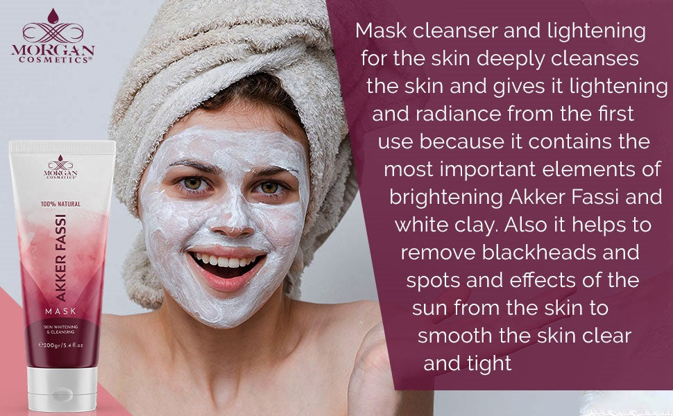 Akker Fassi Mask 100% Natural Deep Skin Cleanser & Lightener 200 gram/ 5.4 fl oz by Morgan Cosmetics