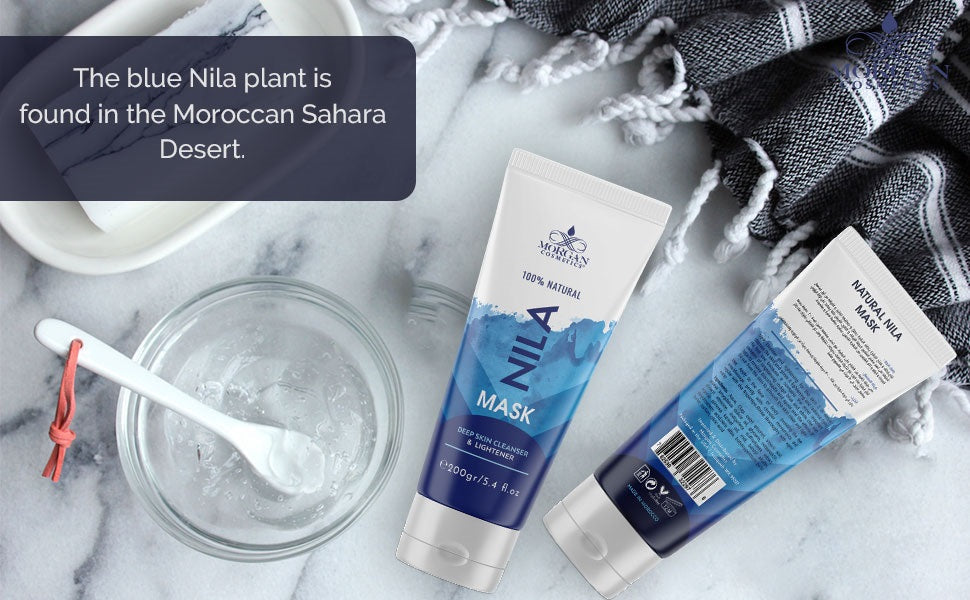 Blue Nila Mask Mask 100% Natural Deep Skin Cleanser & Lightener 200 gram/ 5.4 fl oz by Morgan Cosmetics