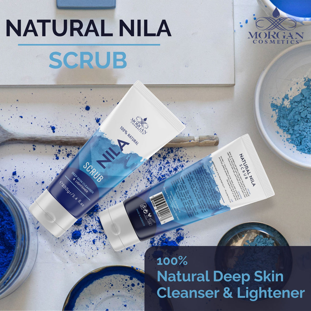 Blue Nila Scrub 100% Natural Deep Skin Cleanser & Lightener 160 gram / 5.64 fl oz by Morgan Cosmetics