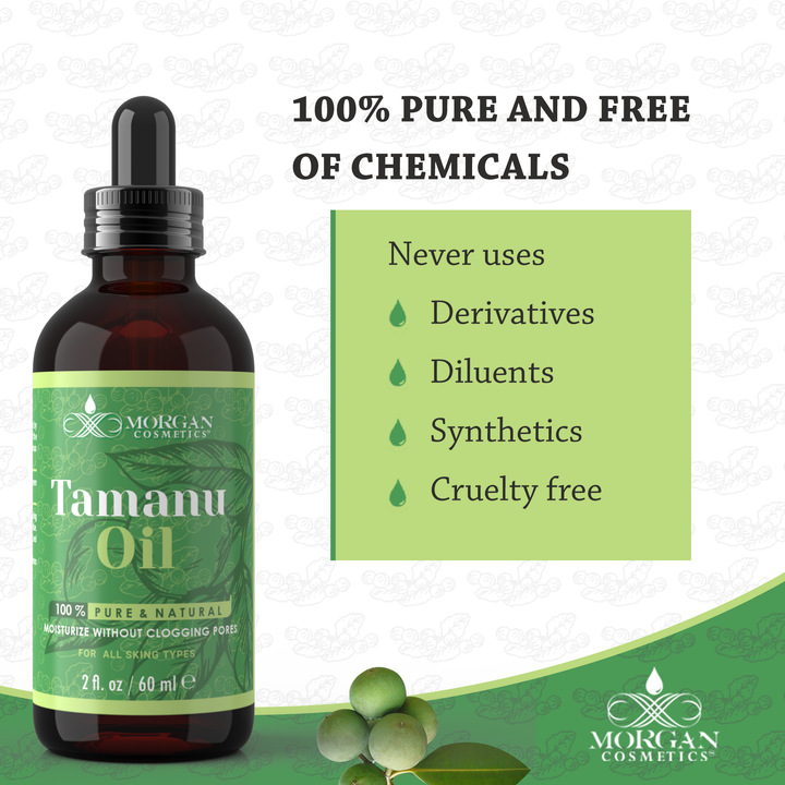 100% Tamanu Oil Cold Pressed Unrefined - Tamanu Oil for Skin - Natural Cold Pressed Oil Makes Skin Smooth, Plump and Soft for Lighter and Gentler Touch (2 FL. Oz) by Morgan Cosmetics