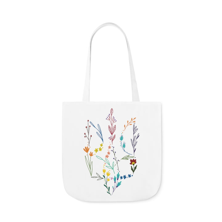 Floral Tryzub Canvas Tote Bag