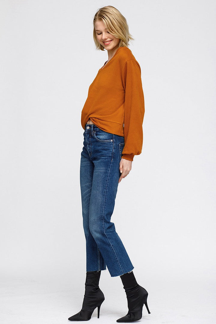 Women's V-Neck Wrap Front Sweatshirt by Shop at Konus