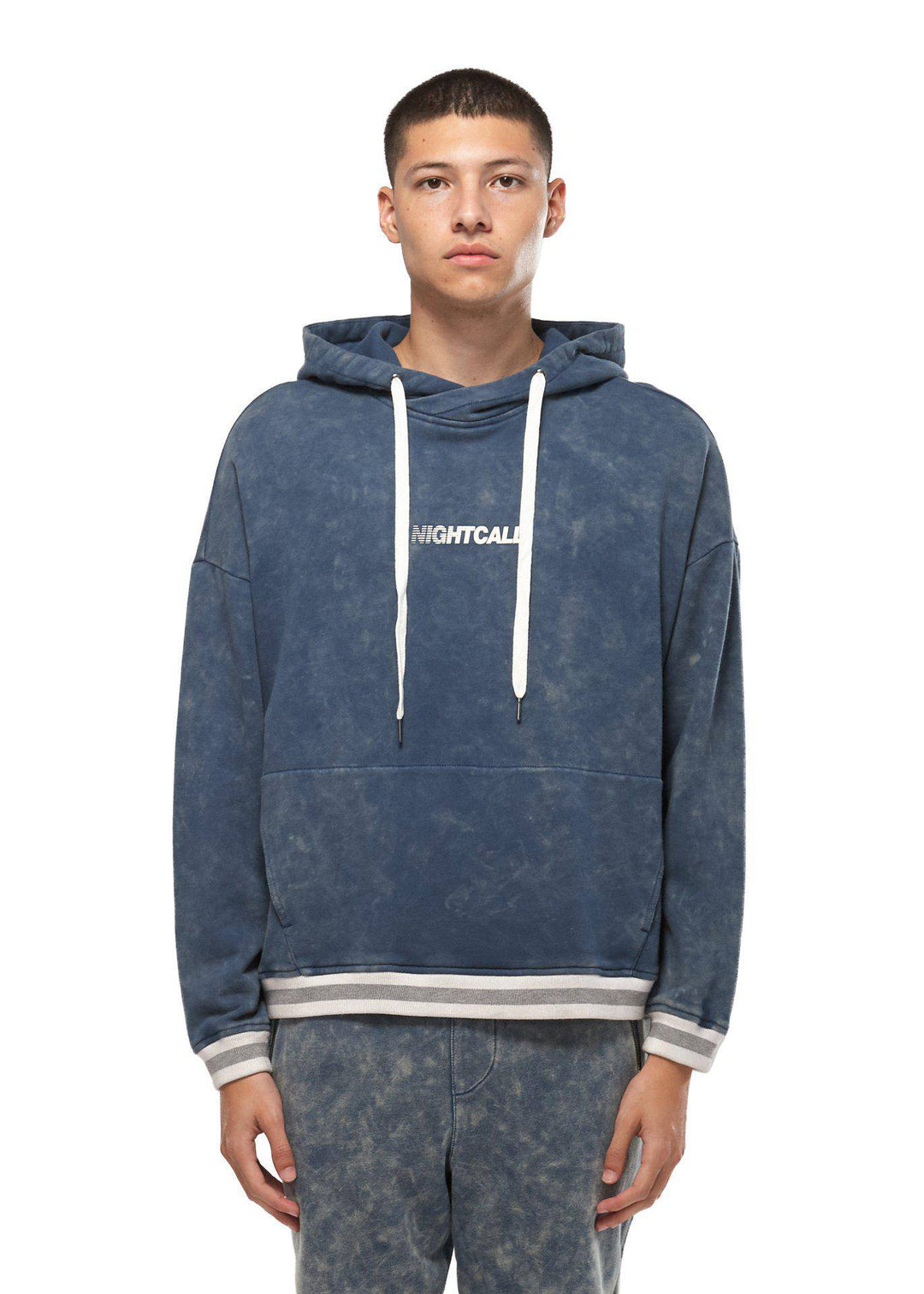 Konus Men's Acid Wash Pullover Hoodie in Blue by Shop at Konus