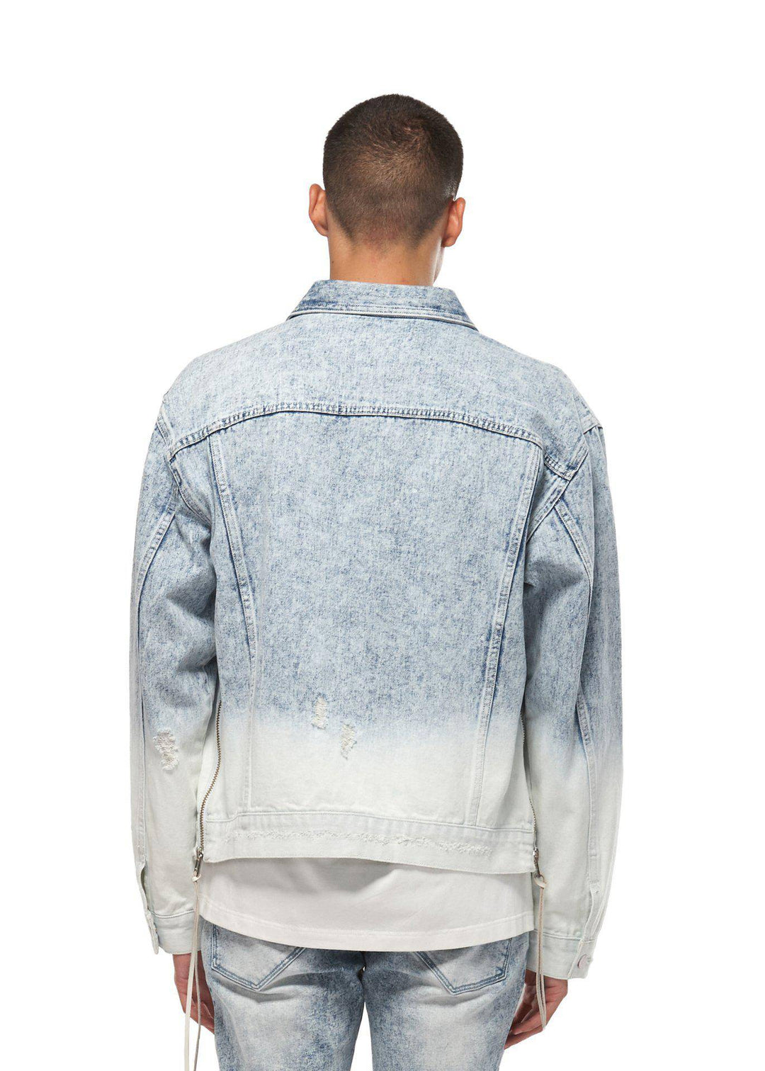 Konus Men's Denim Trucker Jacket with Ombre Bleaching by Shop at Konus