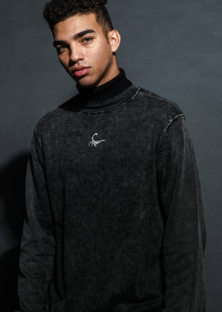 Men's Scorpion Turtle Neck Sweater in Black by Shop at Konus