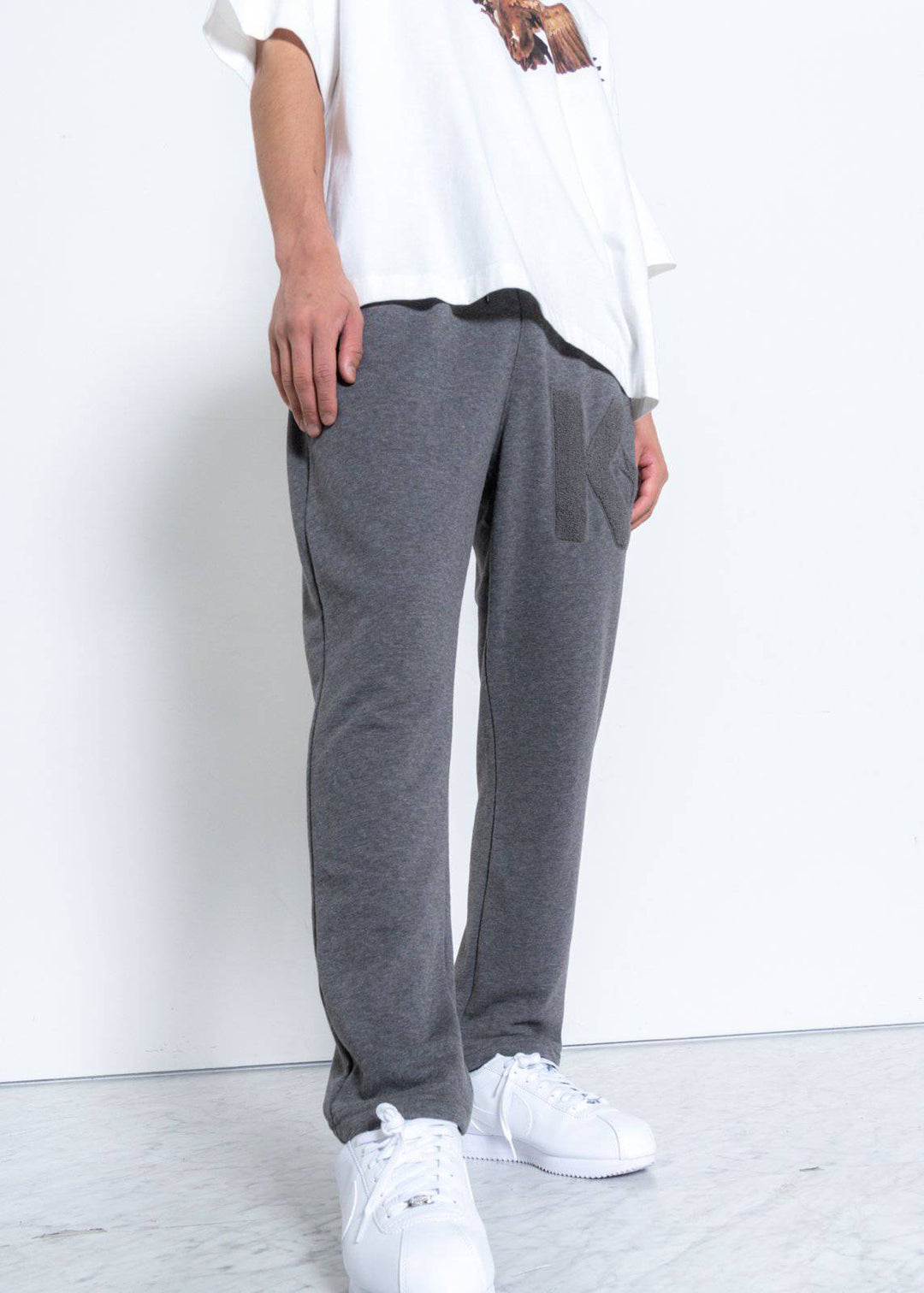 Konus Men's Chenille Embroidery Sweatpants in Heather Grey by Shop at Konus