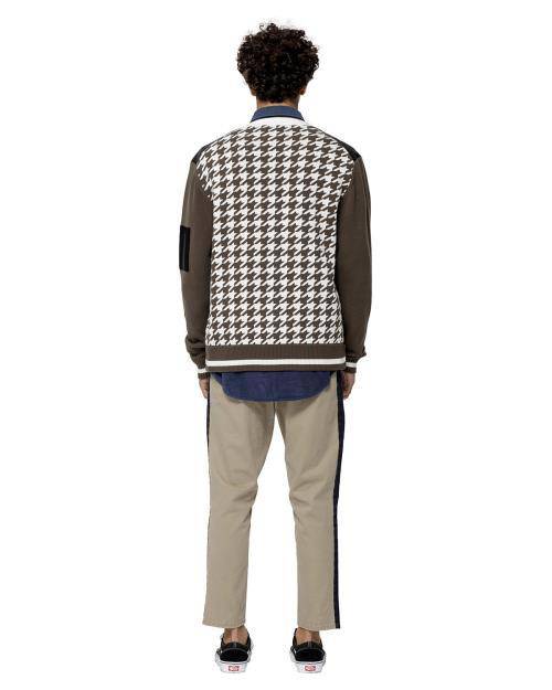 Konus Men's Cardigan With Polyester Panel in Olive by Shop at Konus