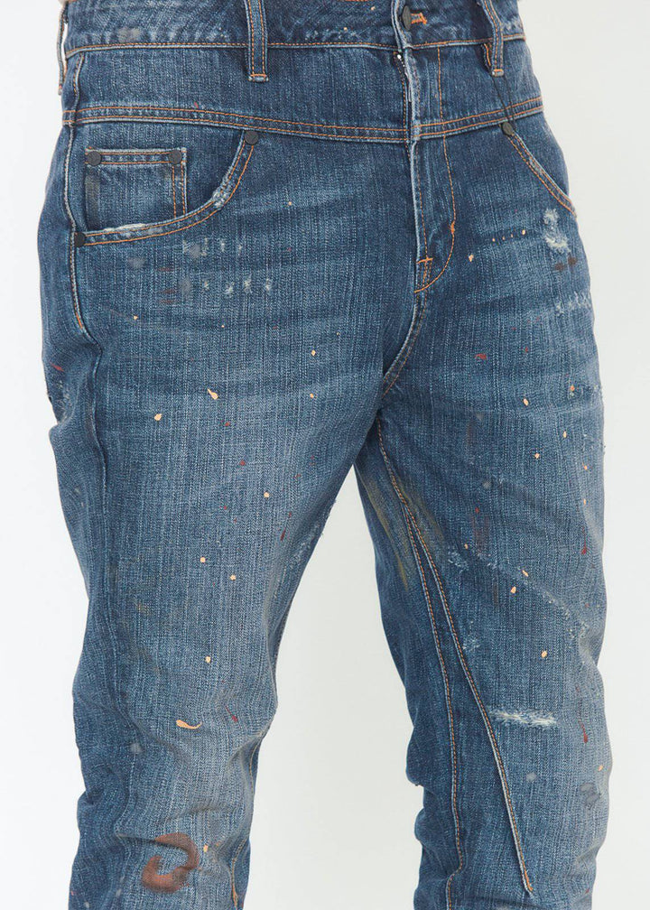 Konus Men's Denim With Paint Splatter  in Blue by Shop at Konus