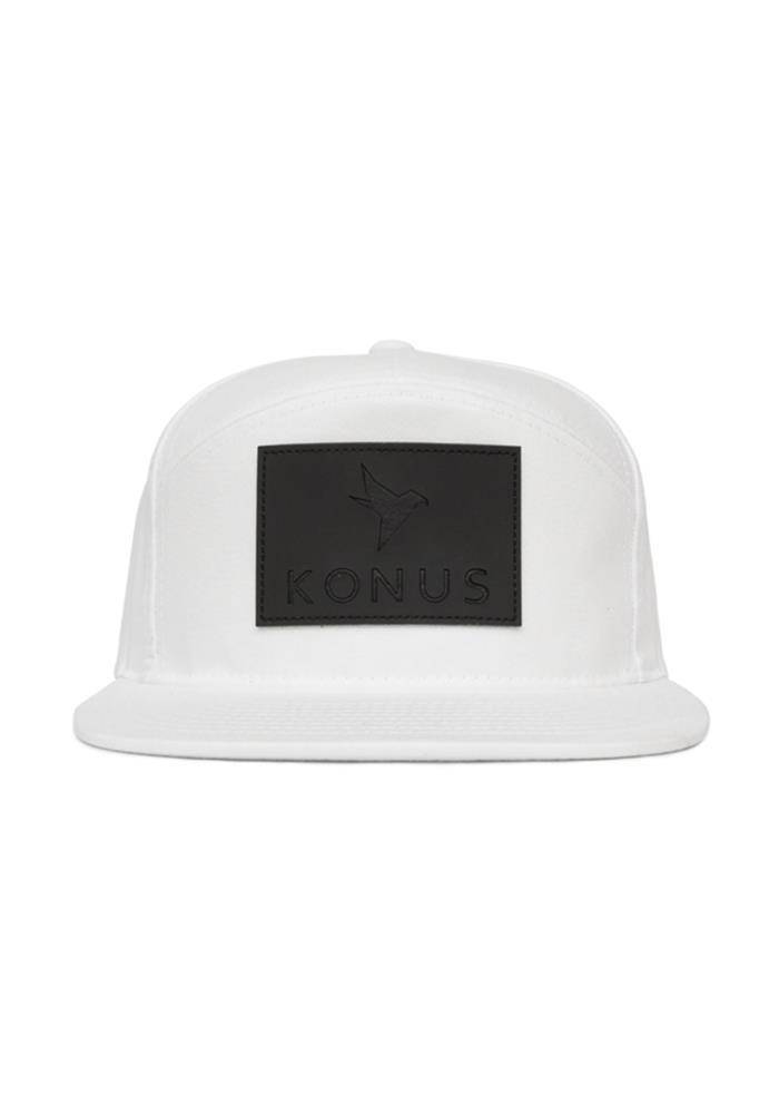 Konus Men's Logo 7 Panel Snap Back in White by Shop at Konus