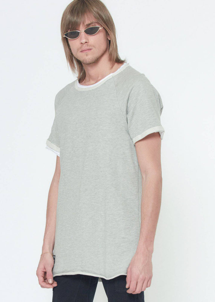 Konus Men's Layered Short Sleeve French Terry Tee in Gray by Shop at Konus