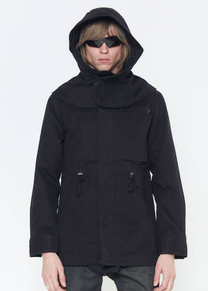 Konus Men's M-65 Jacket With Oversized Hood in Black by Shop at Konus