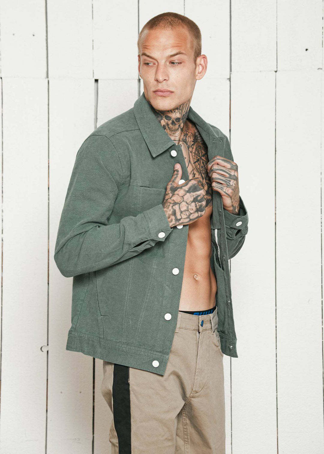 Konus Men's Trucker Jacket in Green by Shop at Konus