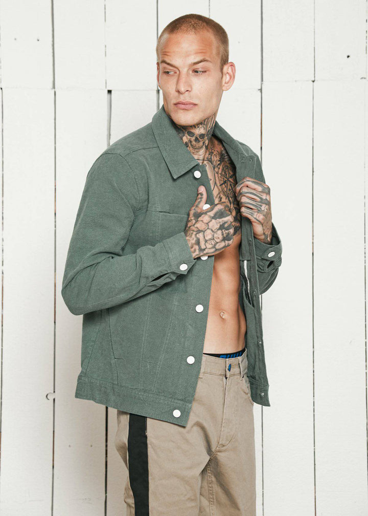 Konus Men's Trucker Jacket in Green by Shop at Konus