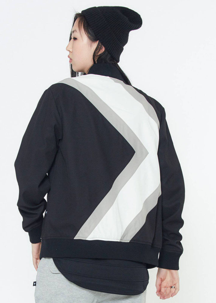 Konus Men's Bomber Jacket With Geometric Panels in Black by Shop at Konus