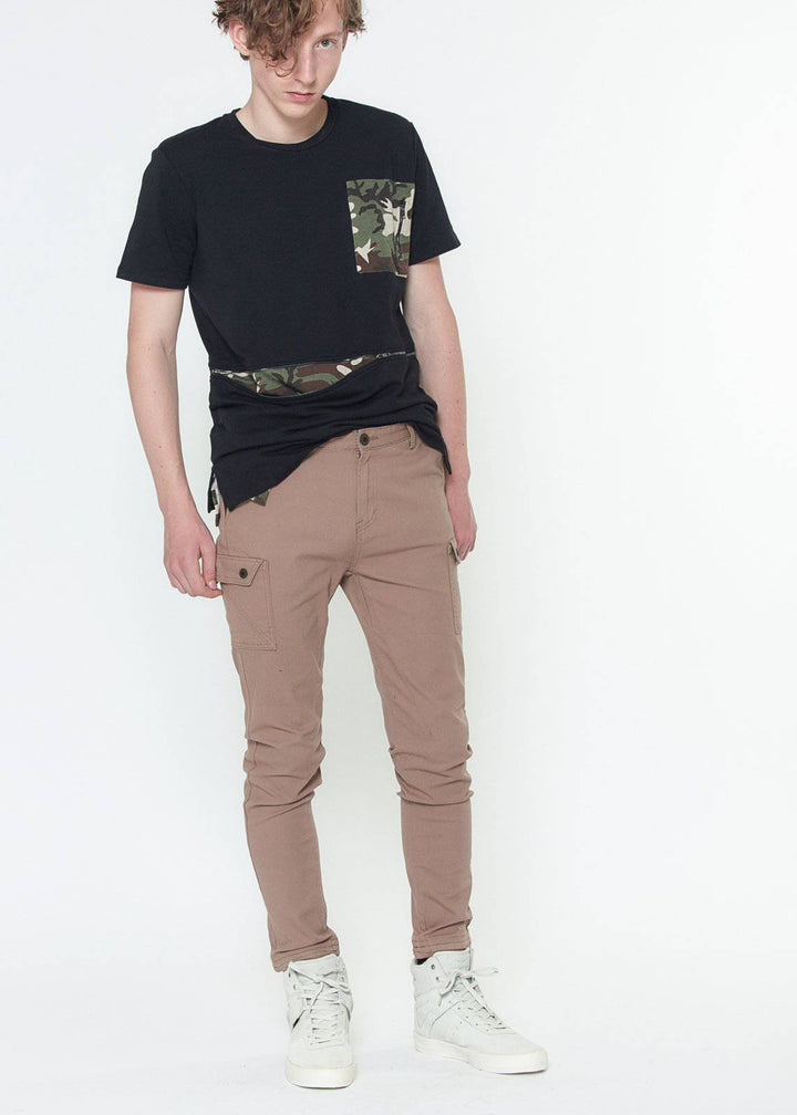 Konus Men's Slim Cargo Pants in Beige by Shop at Konus