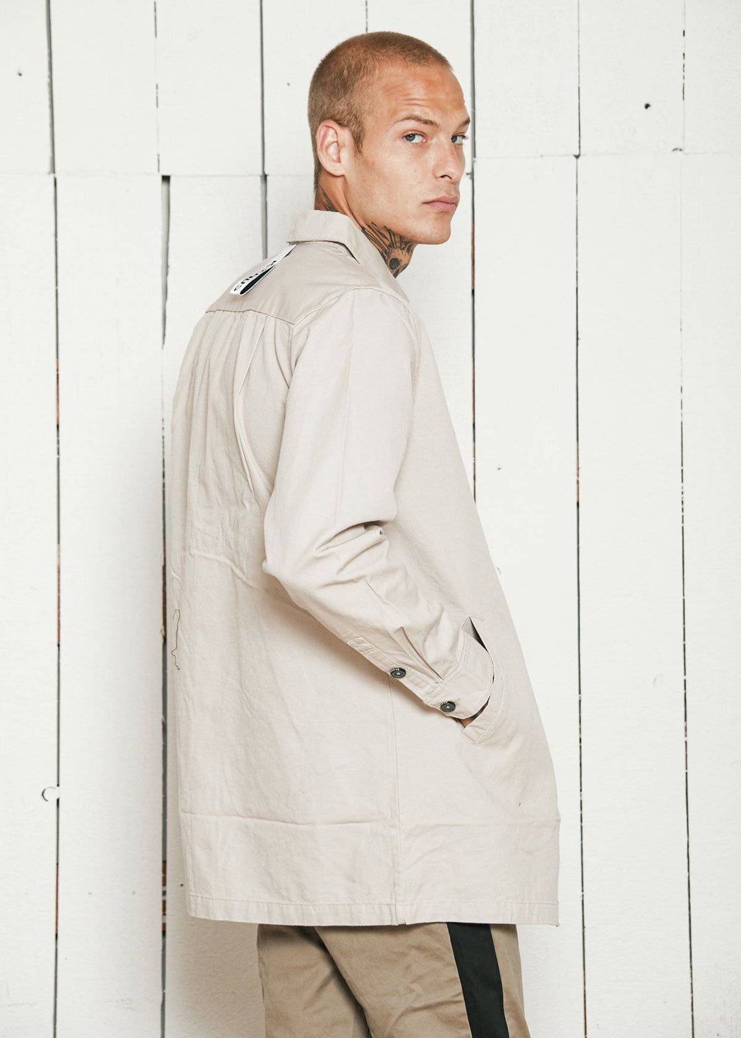 Konus Men's Shirt Jacket/ Calvin Shirt in Taupe by Shop at Konus