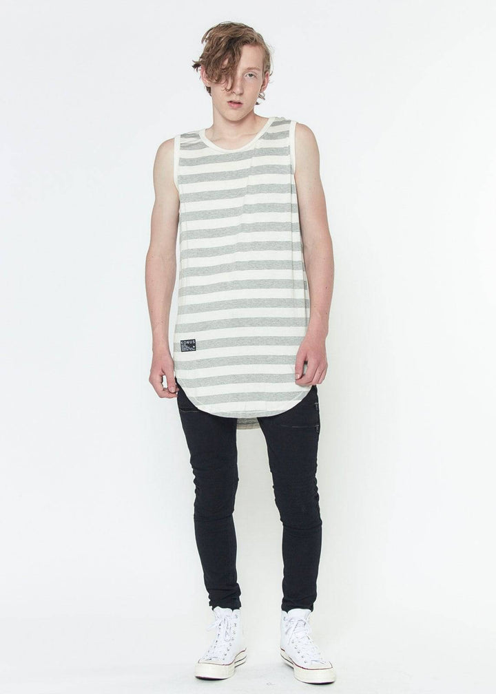 Konus Men's Stripe Tank Top in Grey by Shop at Konus