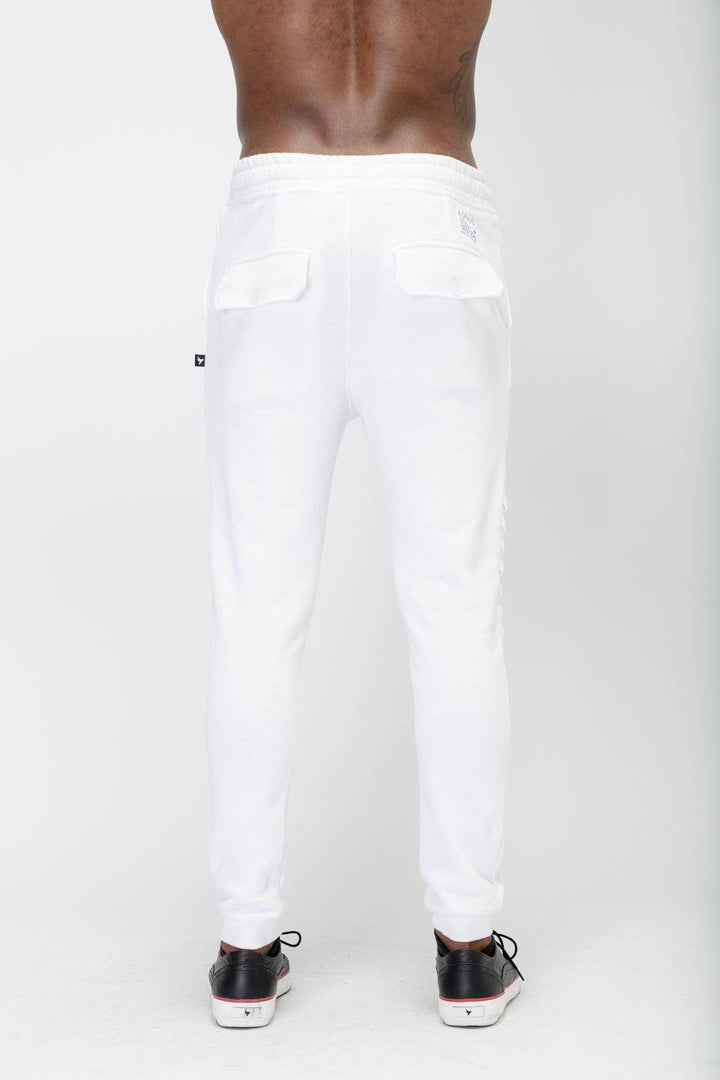 Konus Men's Biker Style Joggers in White by Shop at Konus