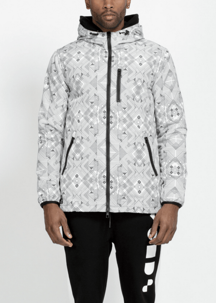 Men's Tech Graphic Wind Breaker Jacket in White by Shop at Konus