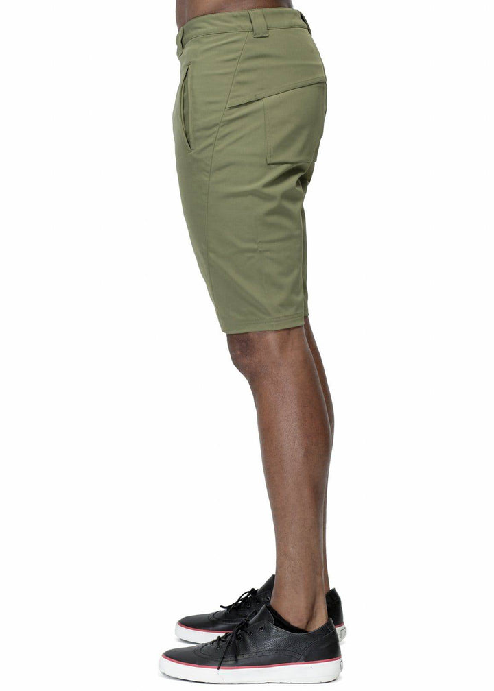 Konus Men's Shorts w/ Asymmetrical Zipper Fly in Olive by Shop at Konus