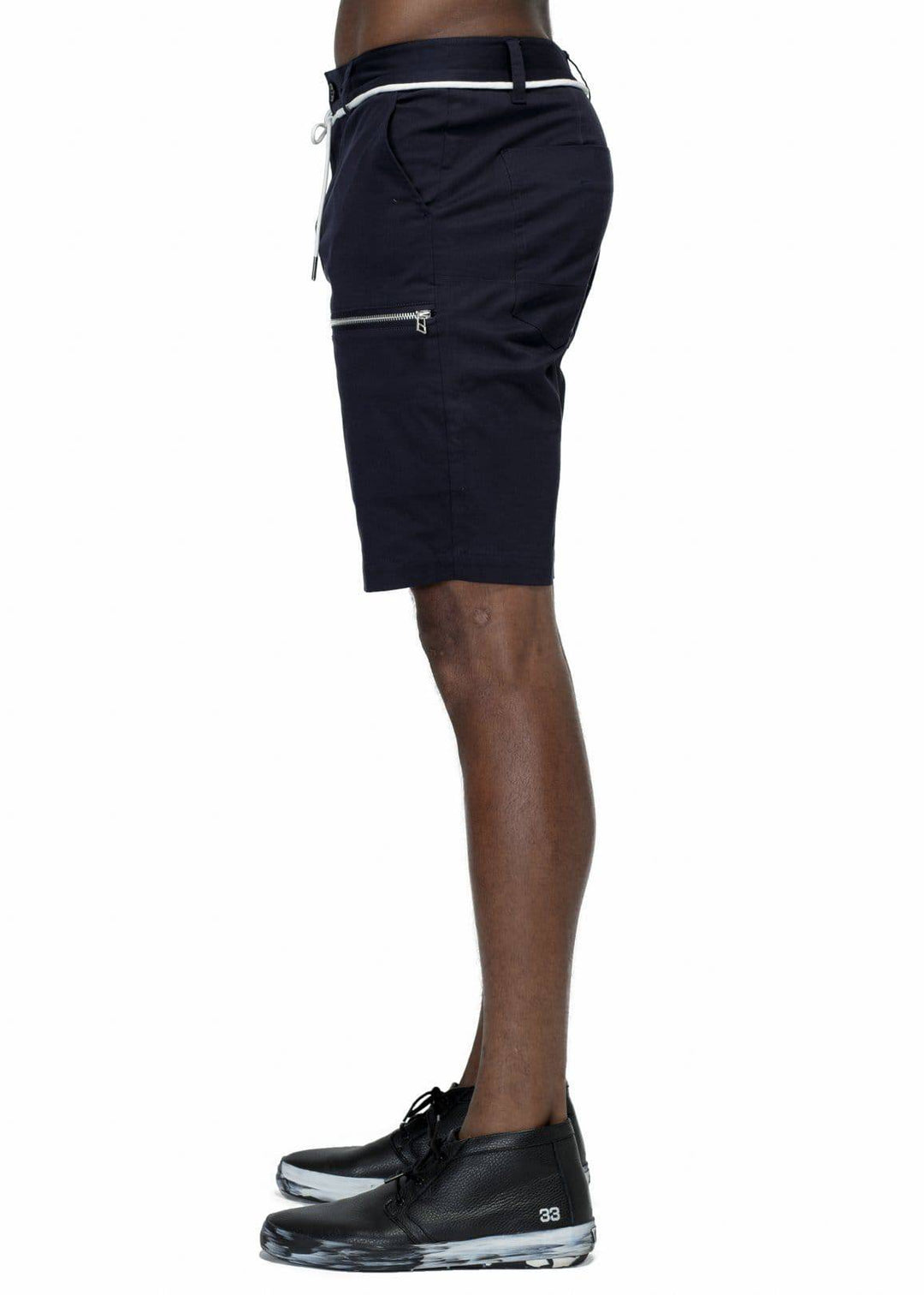 Konus Men's Zipper Cargo Shorts With Drawcord in Navy by Shop at Konus