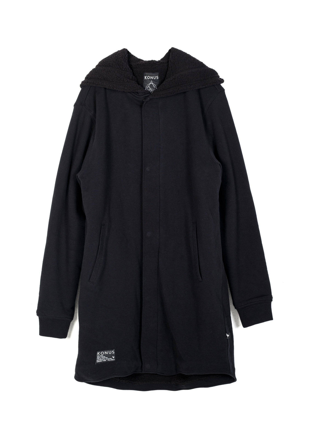 Men's Sherpa Lined Long Hoodie in Black by Shop at Konus