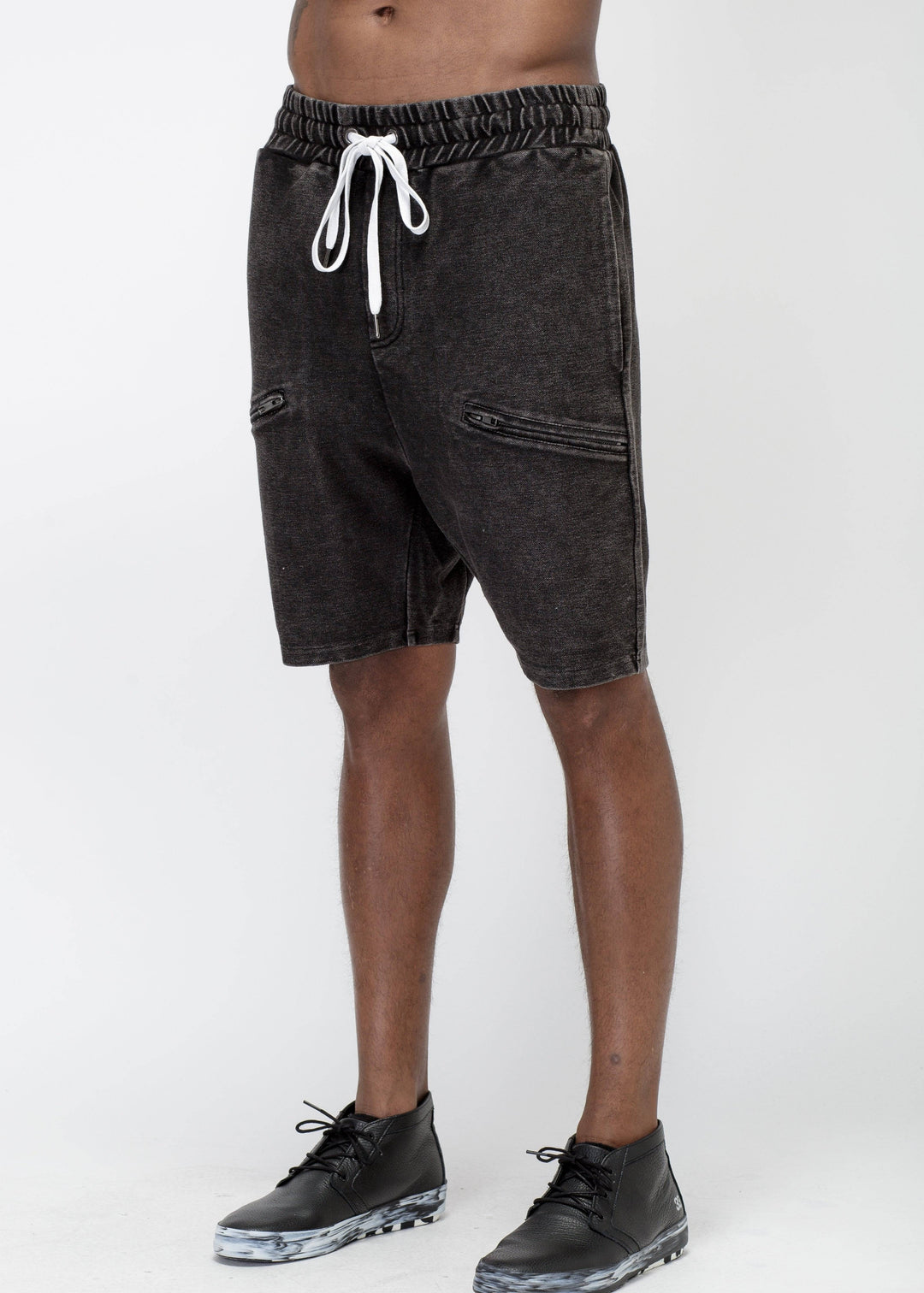 Konus Men's Heavy Denim Knit Shorts in Black by Shop at Konus