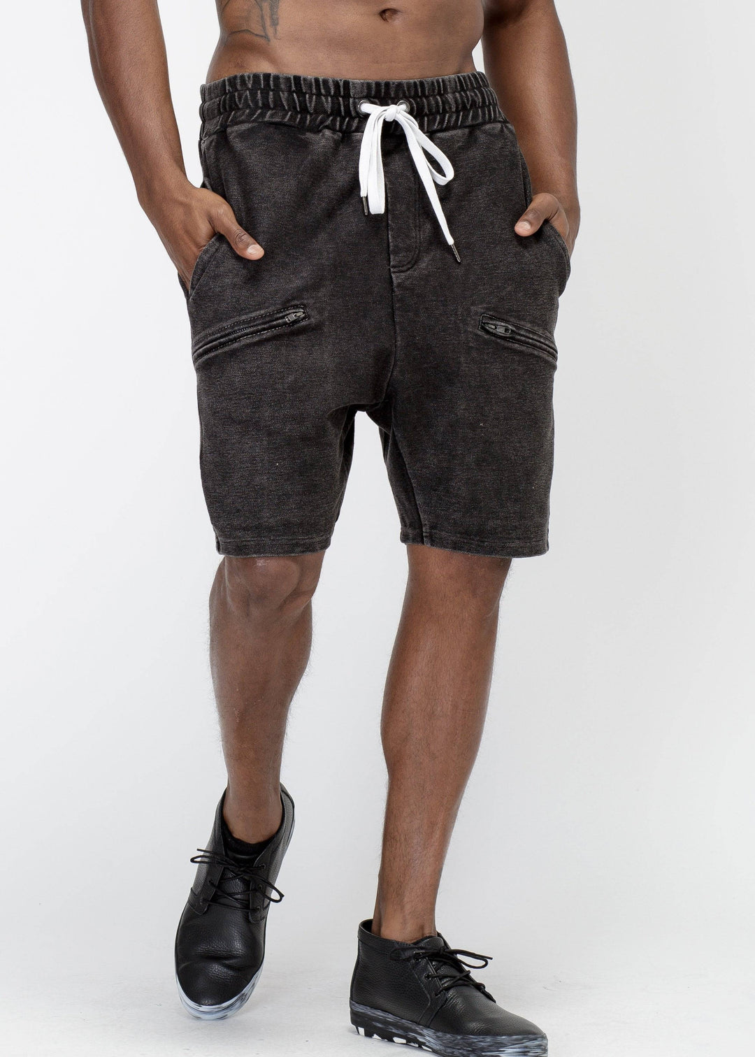 Konus Men's Heavy Denim Knit Shorts in Black by Shop at Konus