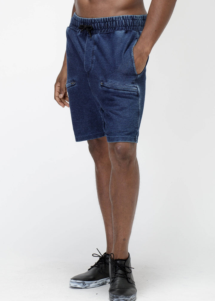 Konus Men's Heavy Denim Knit Shorts in Blue by Shop at Konus