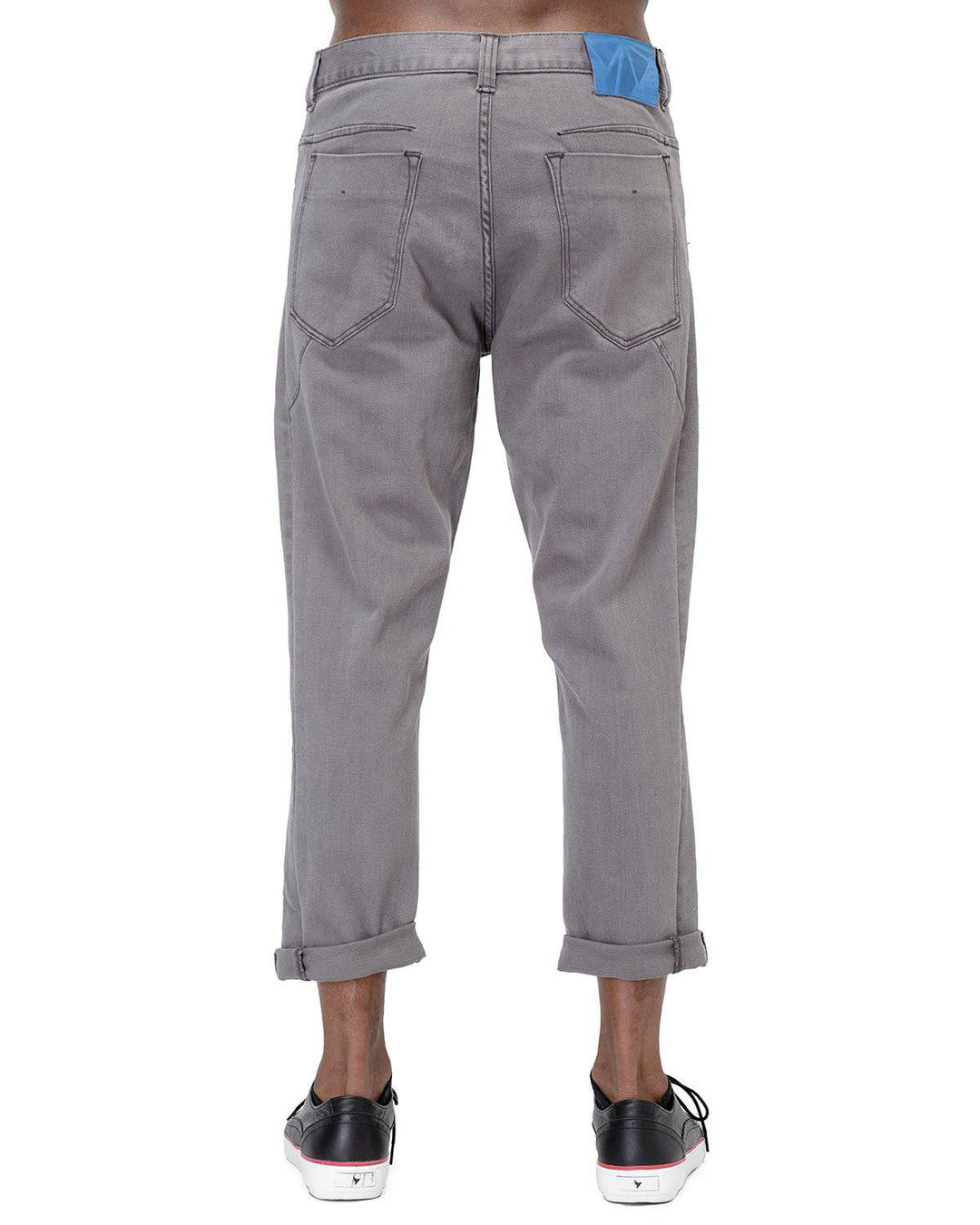 Konus Men's Cropped Twill Pant With Dart Detail in Gray by Shop at Konus