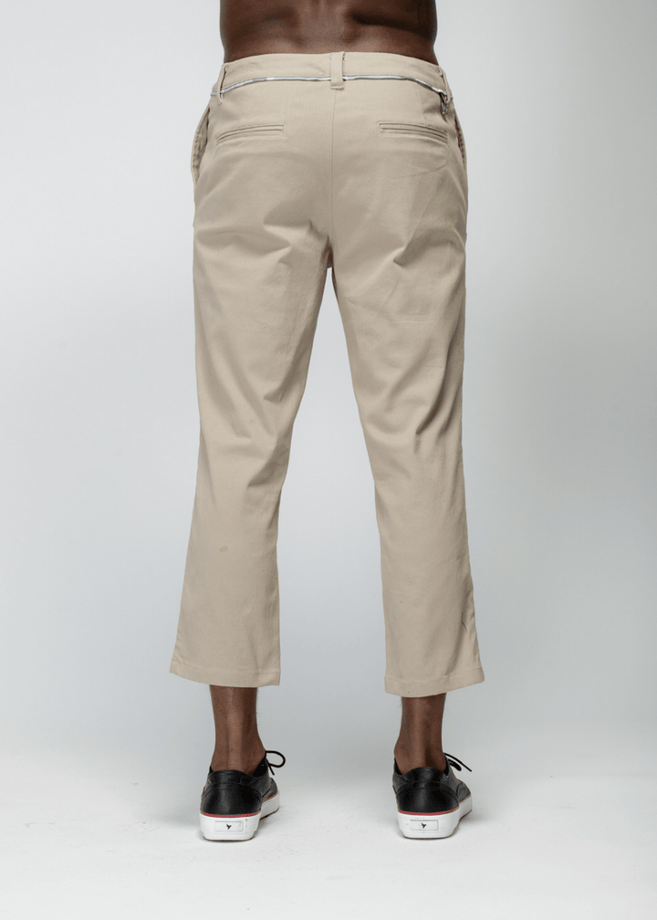 Konus Men's Cropped Side Zip Pants in Tan by Shop at Konus