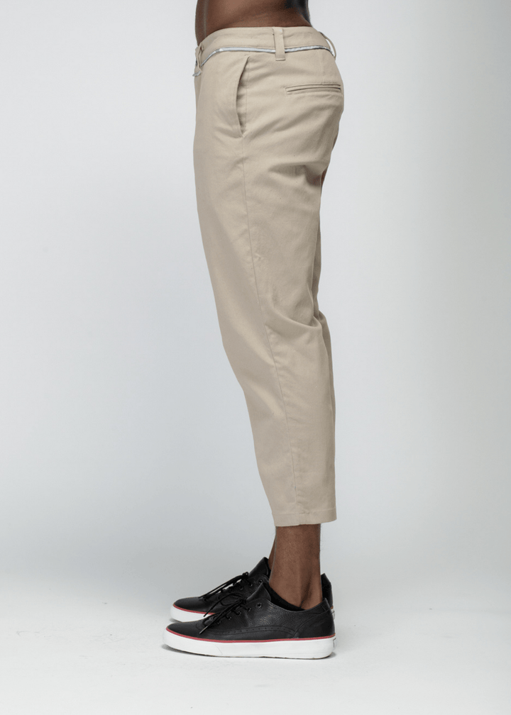 Konus Men's Cropped Side Zip Pants in Tan by Shop at Konus