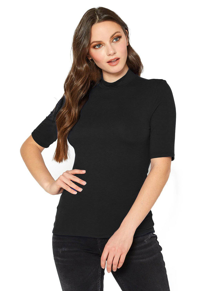 Women's Half Sleeve Turtle Neck Fitted Top by Shop at Konus