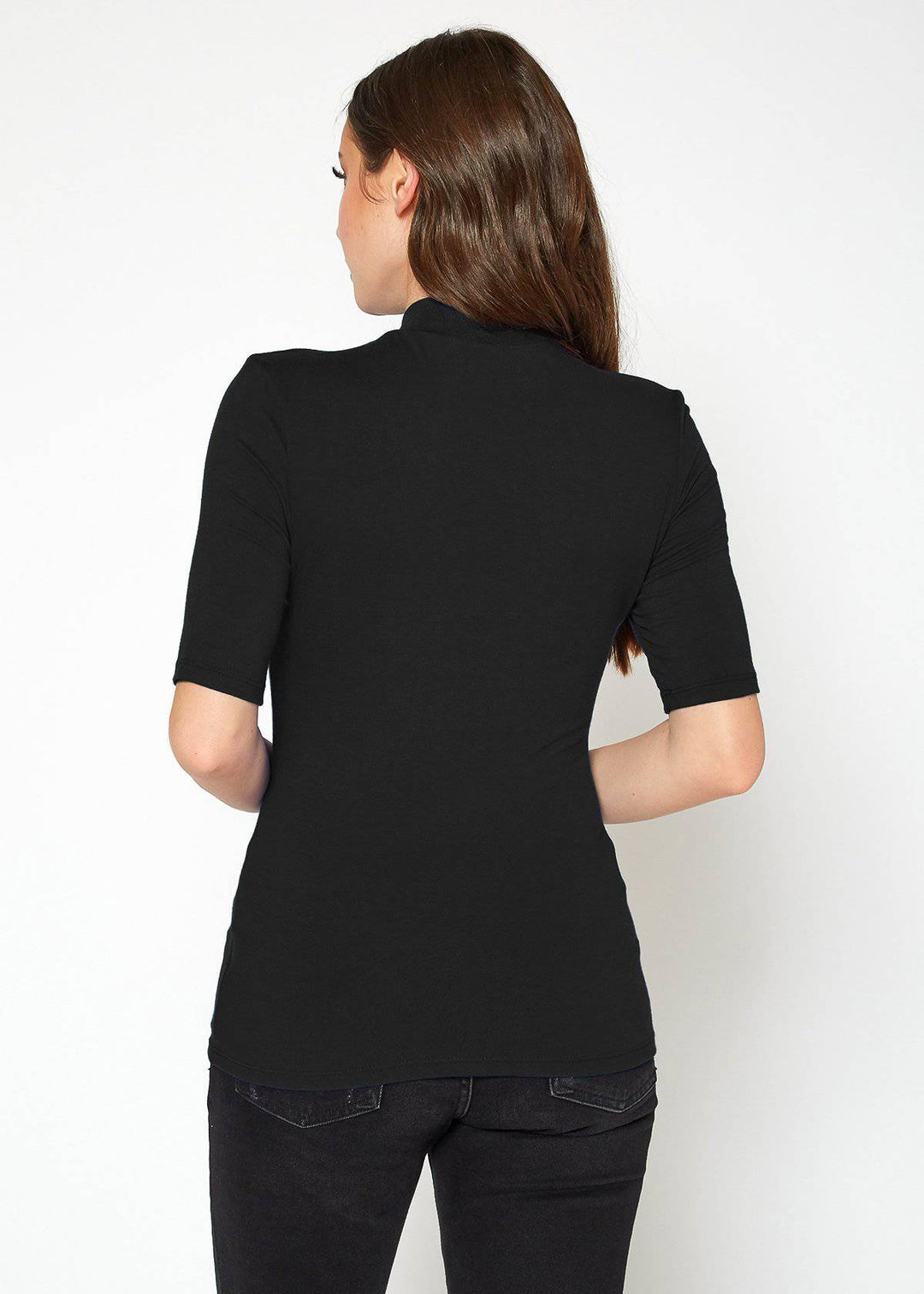 Women's Half Sleeve Turtle Neck Fitted Top by Shop at Konus