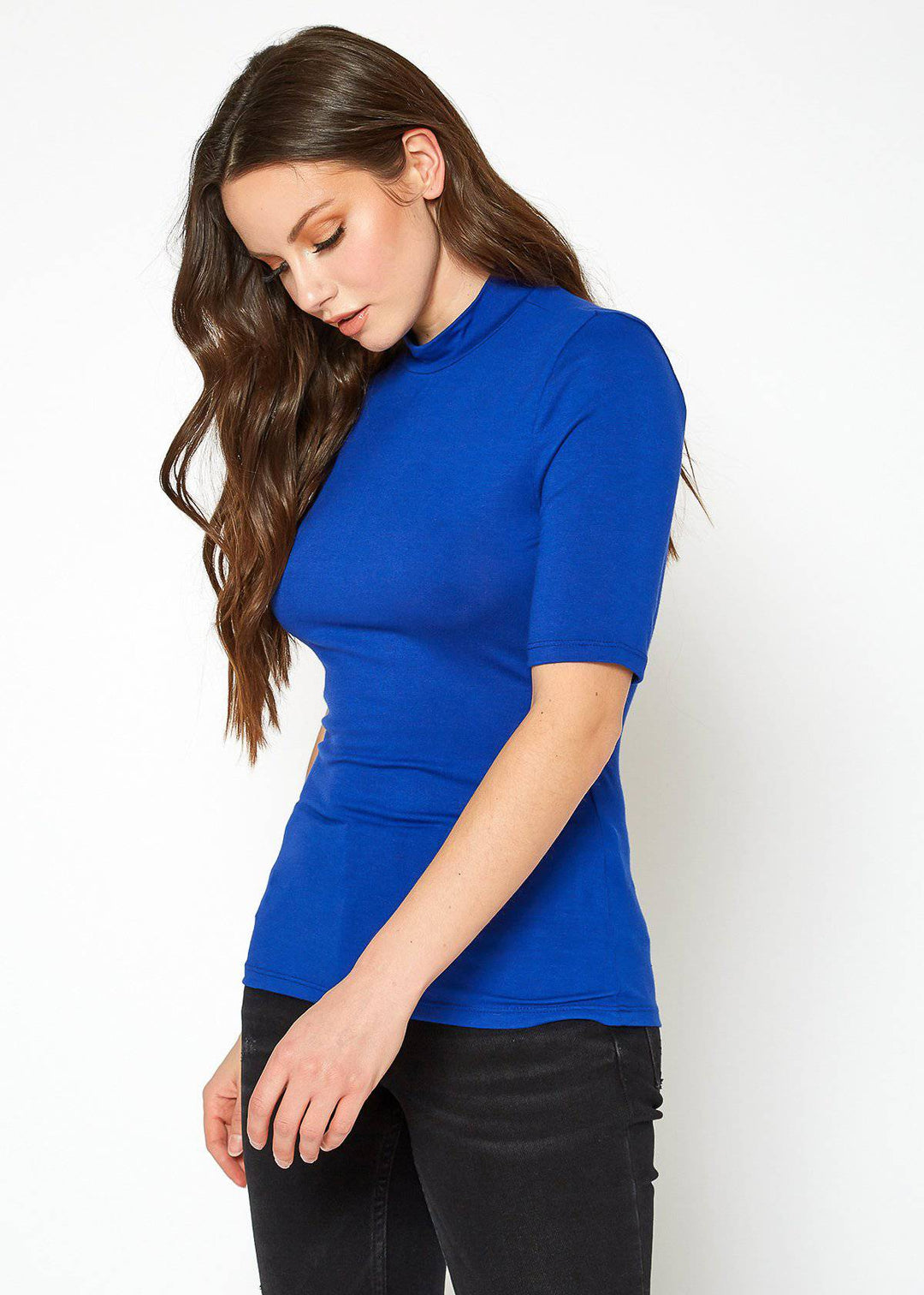 Women's Half Sleeve Turtle Neck Fitted Top by Shop at Konus