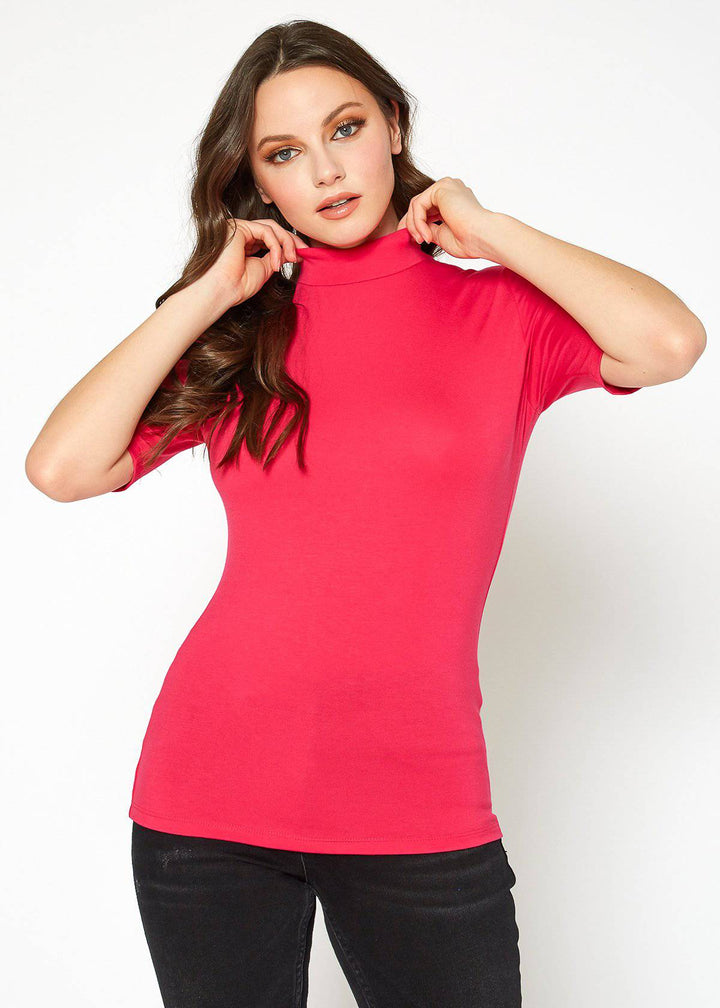 Women's Half Sleeve Turtle Neck Fitted Top by Shop at Konus