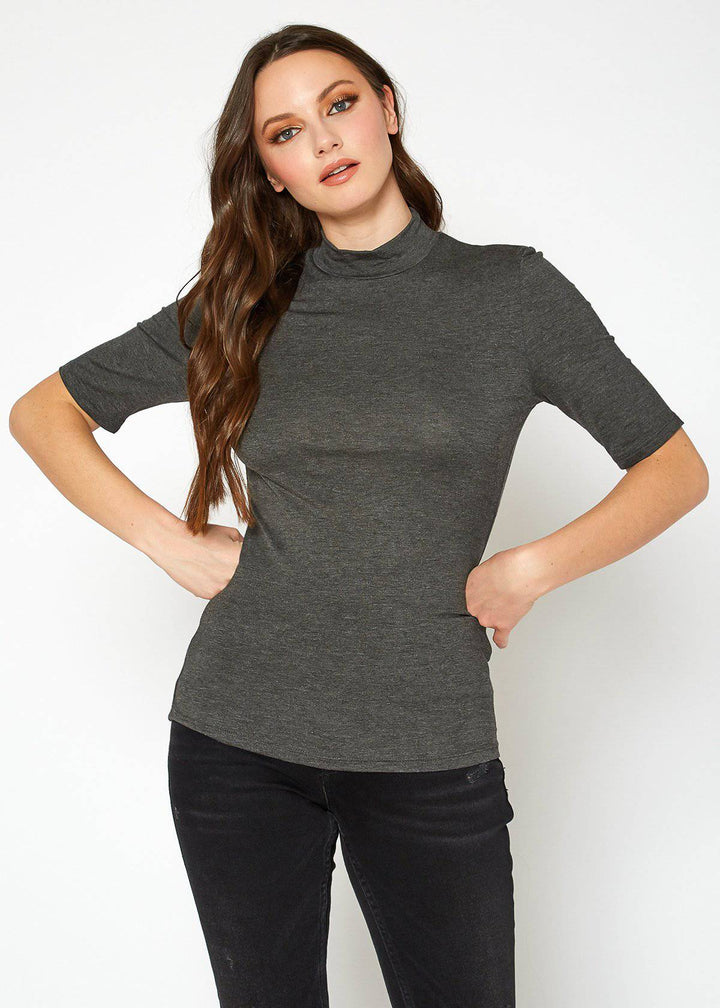 Women's Half Sleeve Turtle Neck Fitted Top by Shop at Konus