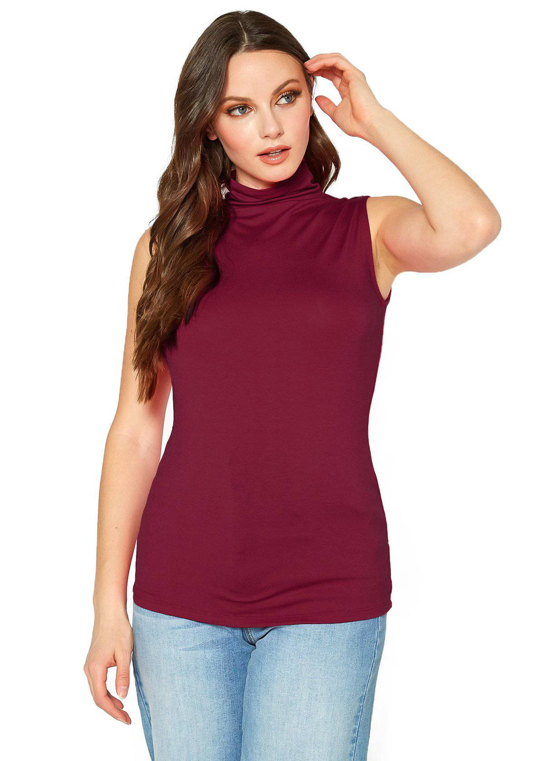 Women's Sleeveless Turtle Neck Fitted Top by Shop at Konus