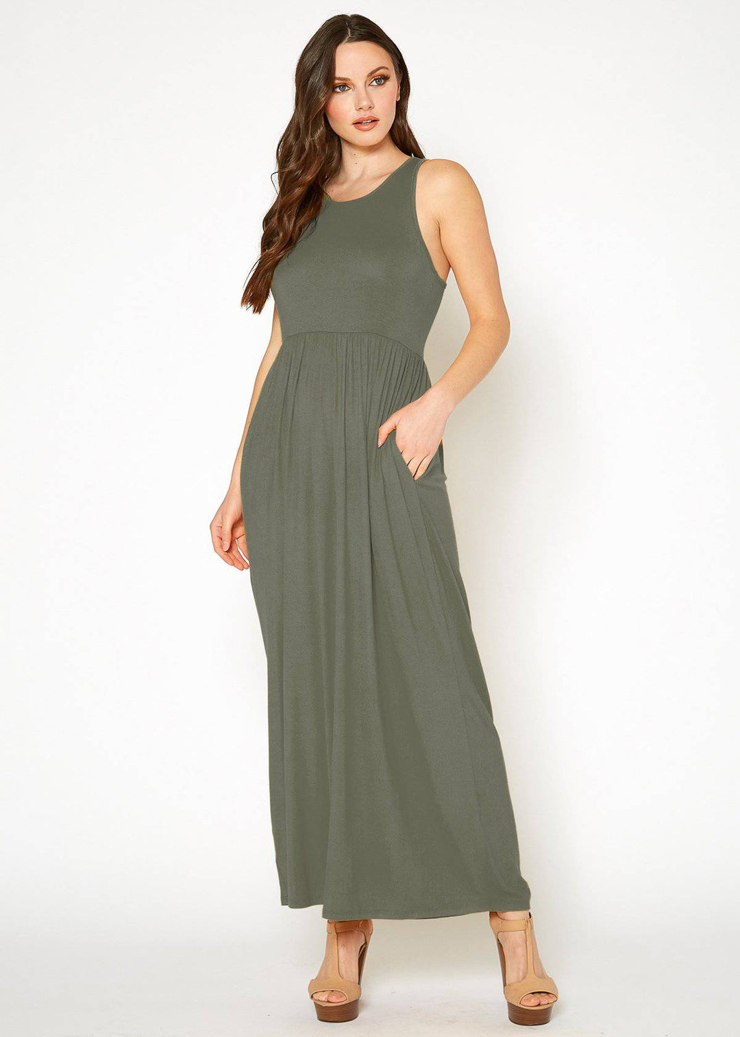 Womens Sleeveless Pleated Maxi Dress by Shop at Konus