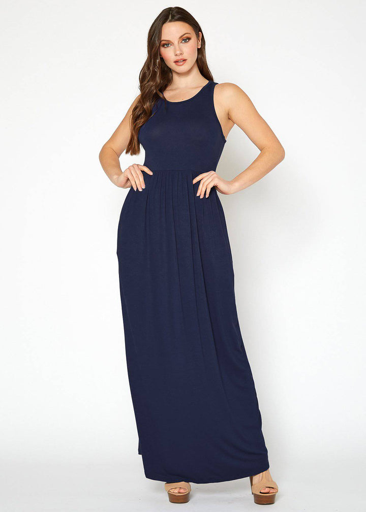 Womens Sleeveless Pleated Maxi Dress by Shop at Konus