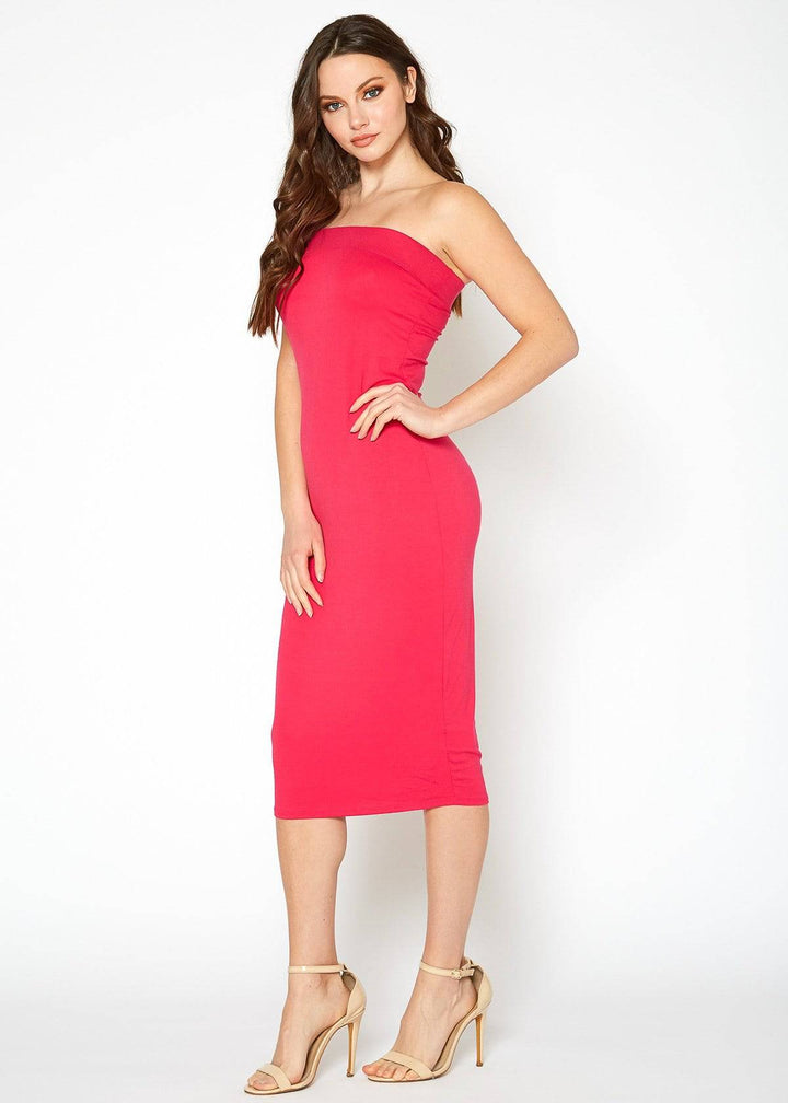 Women's Tube Top Bodycon Midi Dress by Shop at Konus