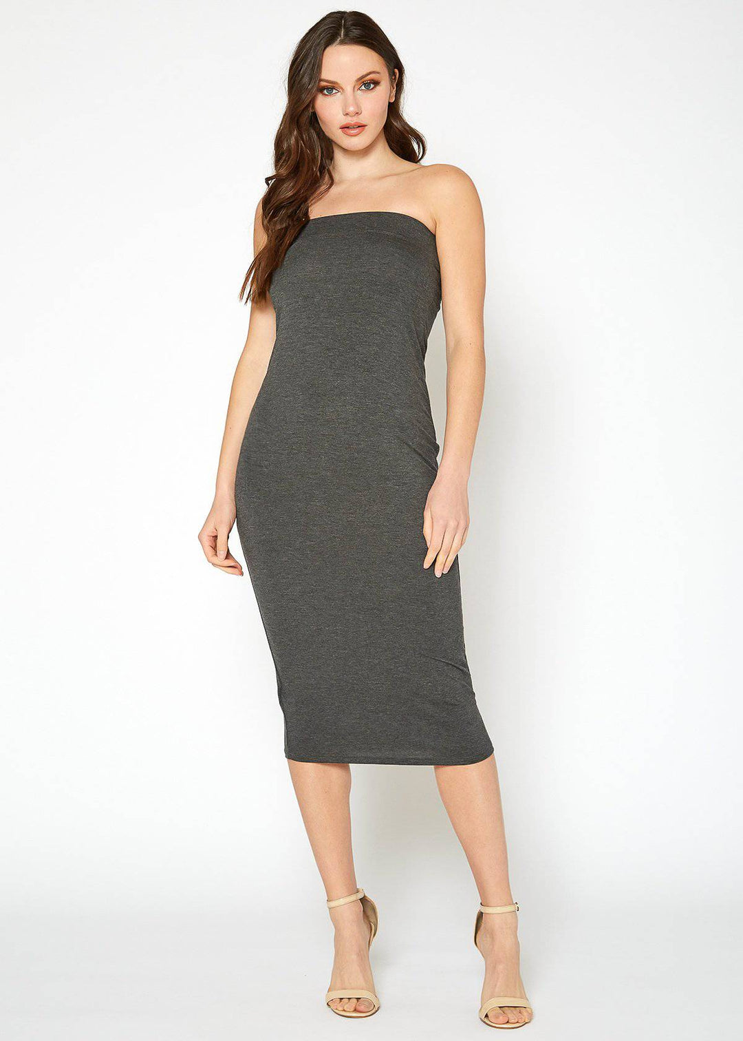 Women's Tube Top Bodycon Midi Dress by Shop at Konus