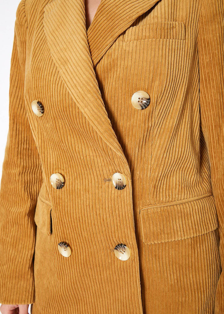 Women's Corduroy Double Breasted Blazer in Dijon by Shop at Konus