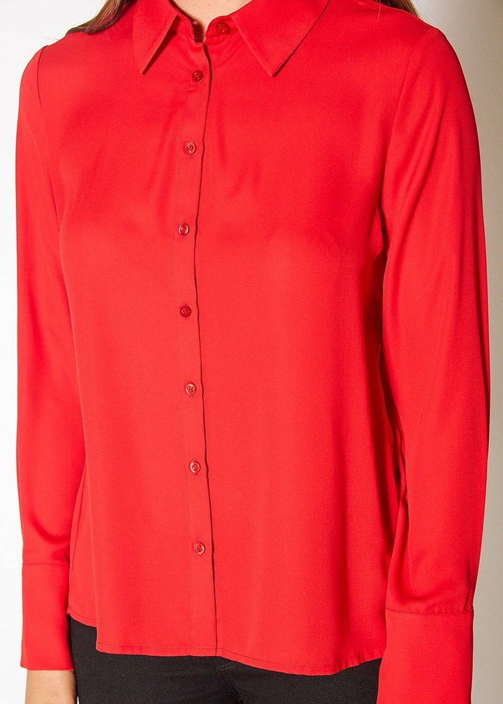 Women's Button Up Basic Everyday Shirt in Bright Red by Shop at Konus