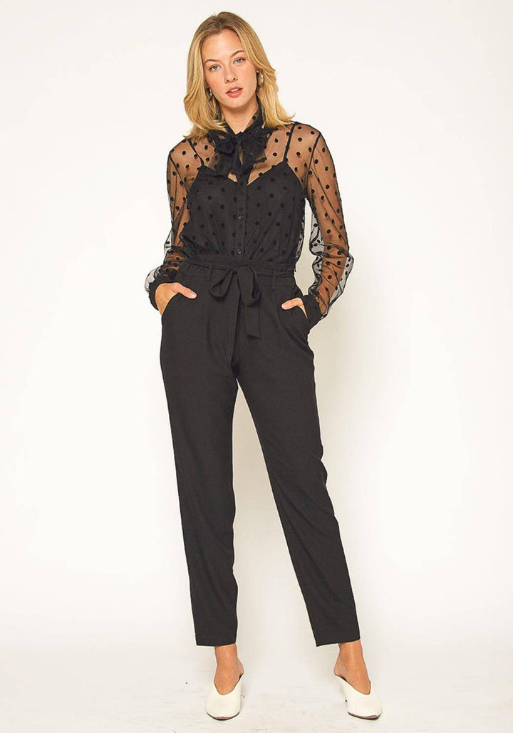 Women's Tie Waist Slim Trouser in Black by Shop at Konus