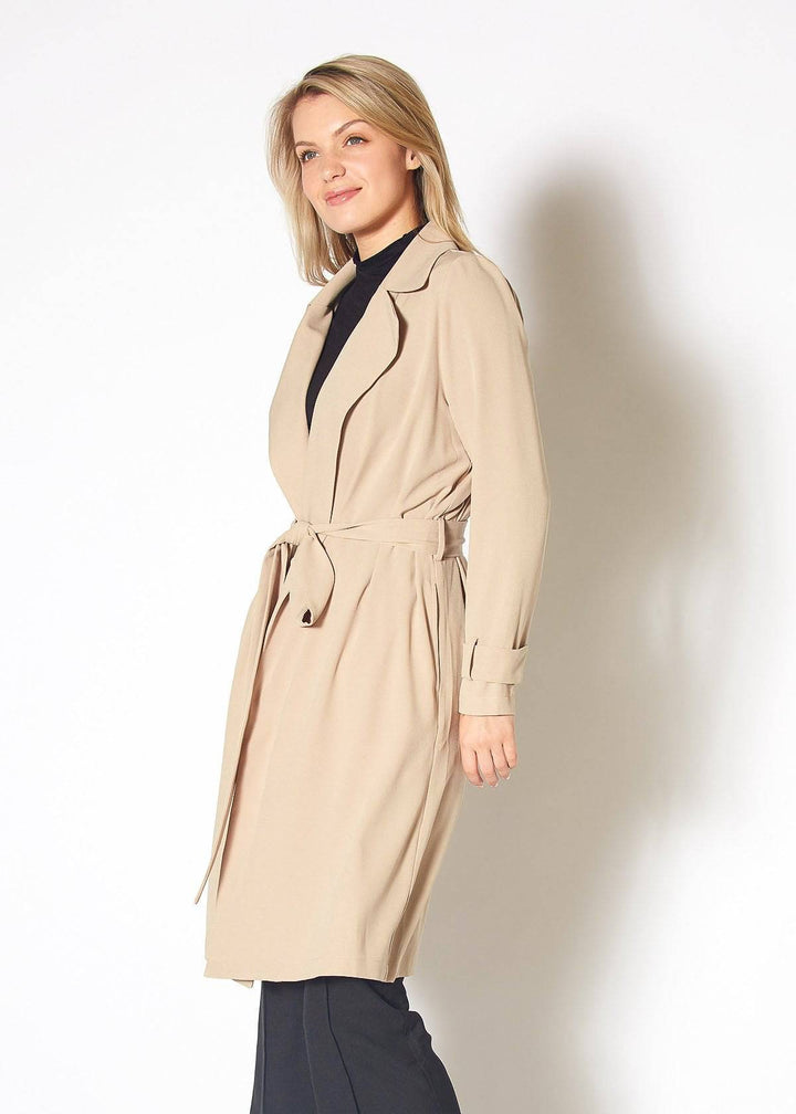 Women's Tie Waist Light Trench Coat in Khaki by Shop at Konus