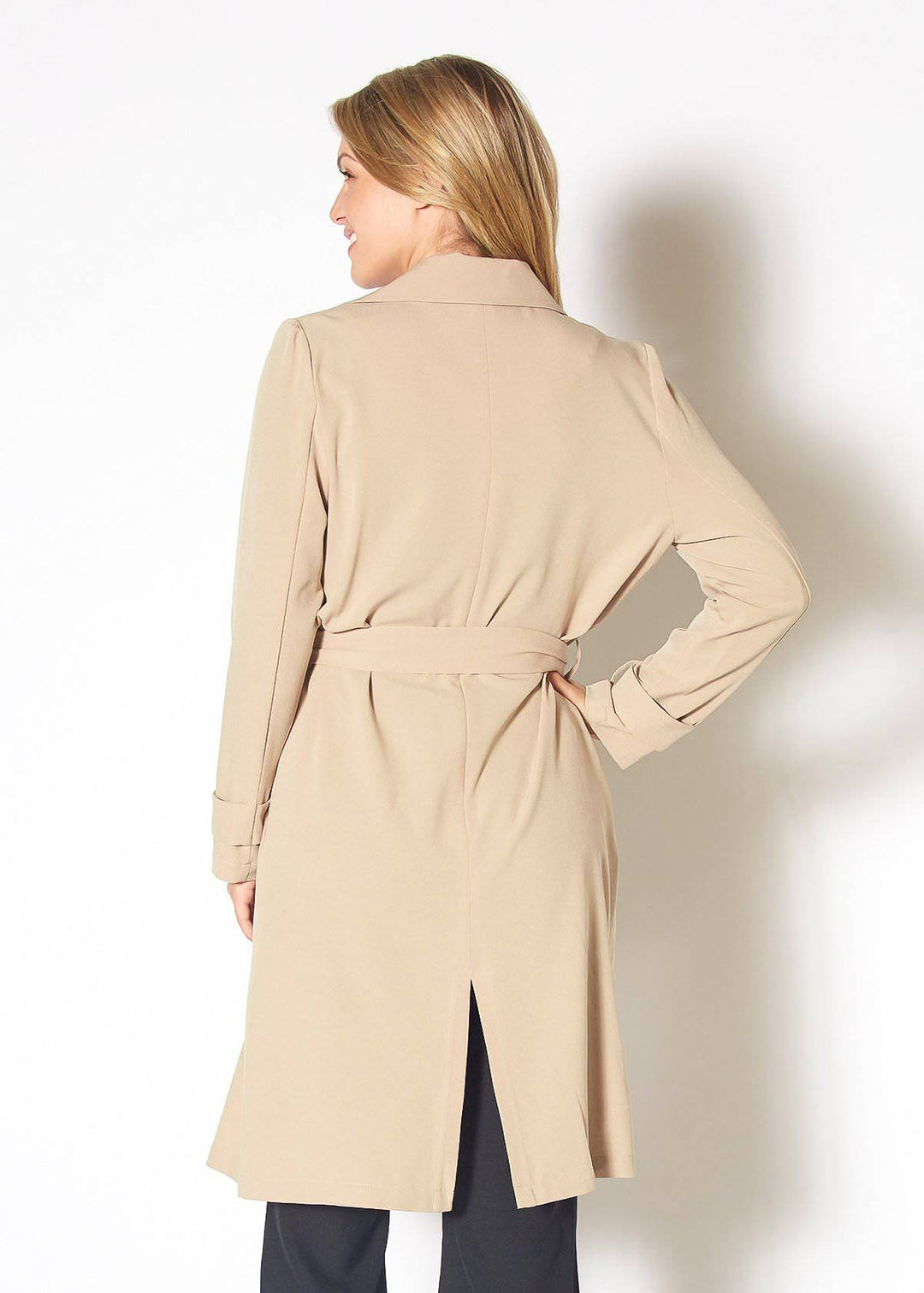 Women's Tie Waist Light Trench Coat in Khaki by Shop at Konus