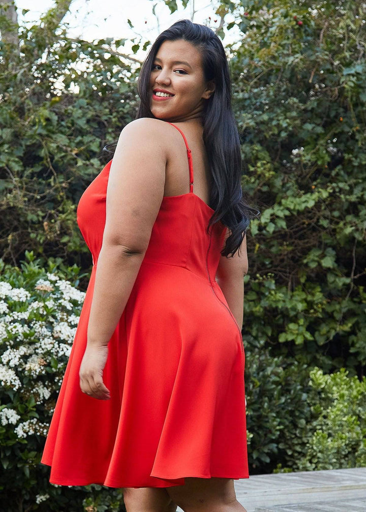 Plus Size V-neck Spaghetti Strap Cocktail Dress in Poppy Ted by Shop at Konus